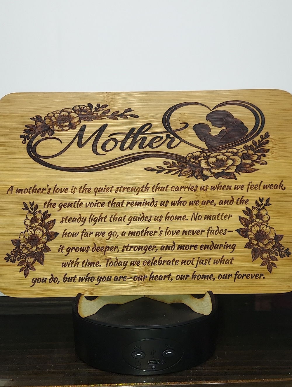 Mother - Engraved Bamboo Plaque - With Stand - Picture 2 of 2